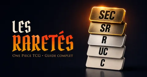 Raretés One Piece TCG avec codes C UC R SR SEC et marqueurs SP TR